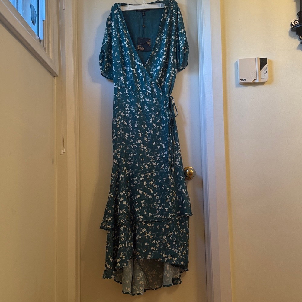 NWT Forest Lily Teal Wrap Maxi Dress